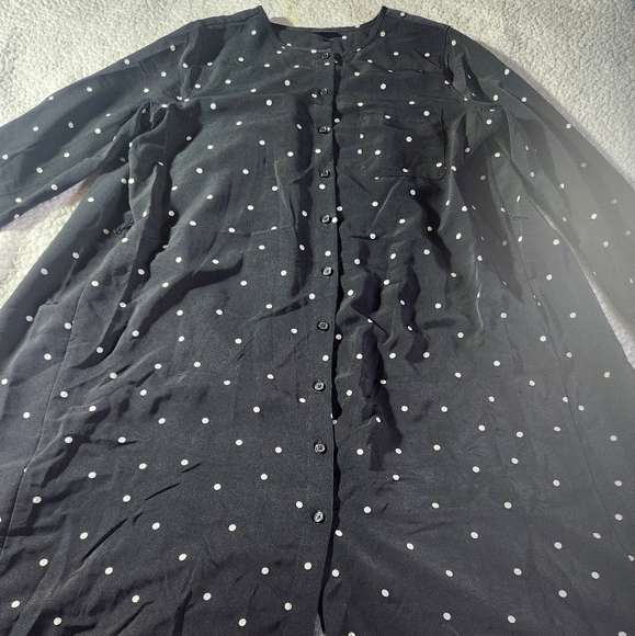 Who What Wear Shirt Dress Polka Dot Large Black White Oversized Long Sleeve - Picture 10 of 14